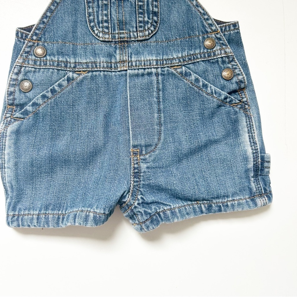 Vintage Baby GAP Blue Lined Denim Overall Shorts Beach Vacation Summer Spring - Picture 4 of 10